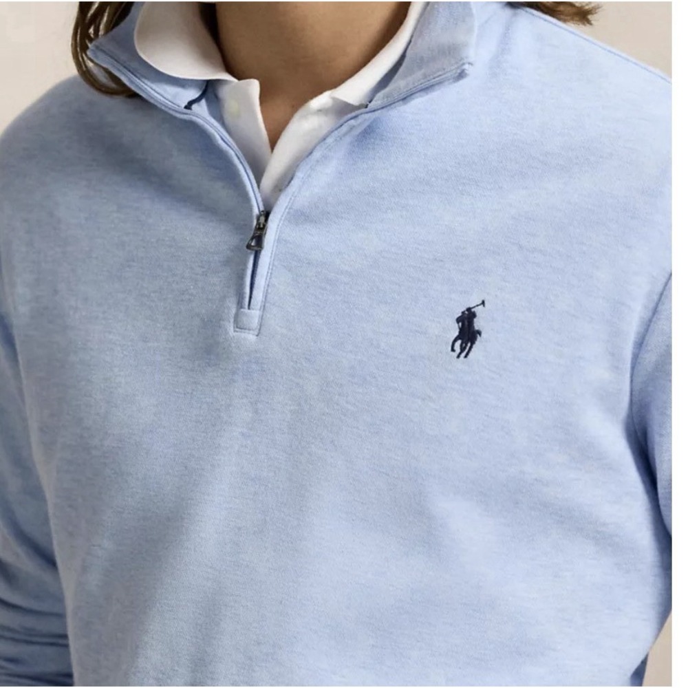 【New】Polo Ralph Lauren Men's【Double-Knit Mockneck Quarter-Zip Pullover SZ LARGE